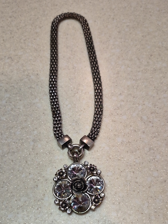 Jewelry - Silver-Tone Crystal Flower Pendant Necklace - Women Jewelry